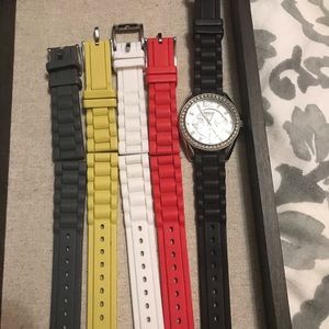 Fossil Watch and 4 interchangeable watch bands .